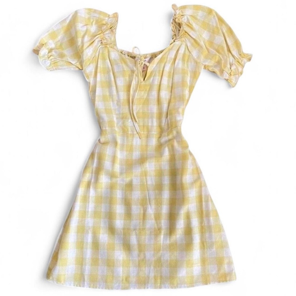 Petite yellow gingham dress
